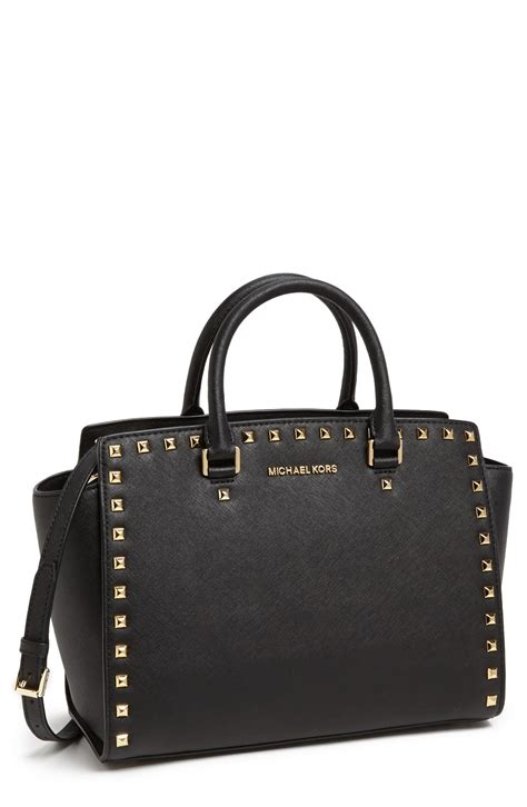 michael kors selma large saffiano leather satchel|michael kors saffiano wallet black.